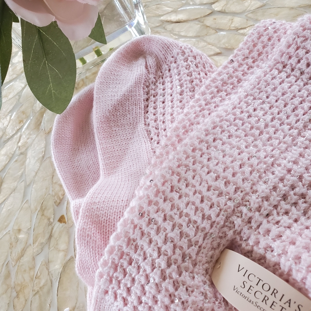 VICTORIA'S SECRET PALE PINK SEQUIN 😍 KNEE SOCKS - Picture 4 of 6